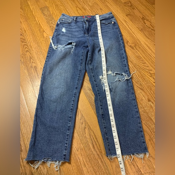 GUESS Los Angeles Distressed Wide Leg Raw Hem Jeans - Size 27 - Picture 8 of 11